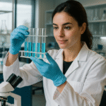 Student in a university laboratory studying biomedical science